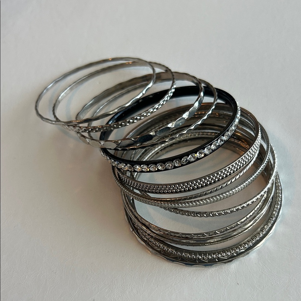 Elegant Silver Bangle Set